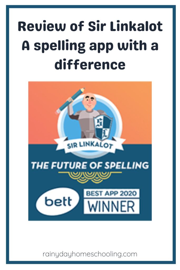 Pinterest Image for a Review of Sir Linkalot a Spelling App with a Difference