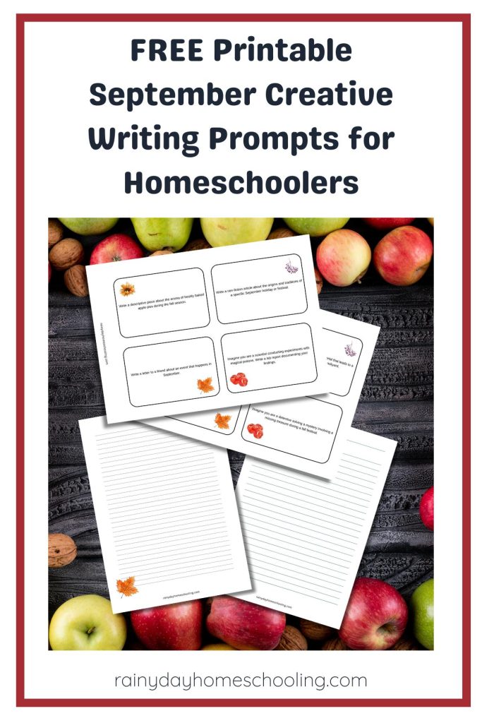Pinterest image for September Creative Writing Prompts for Homeschoolers